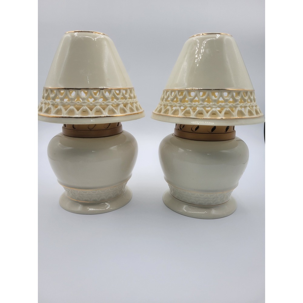 Lamp Lighr Aroma Glow Oil Lamp ‎ Cream Ceramic Mini Lamp Votive  Set 2